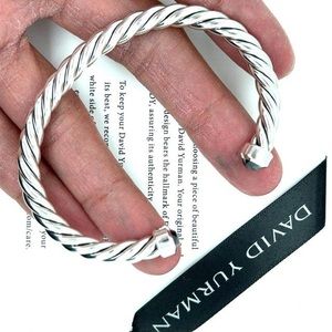 David Yurman 1.8 CTW Black Diamond Mens Cable Classic Cuff Bracelet Medium DY